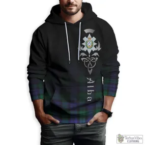 Black Watch Modern Tartan Hoodie Featuring Alba Gu Brath Family Crest Celtic Inspired