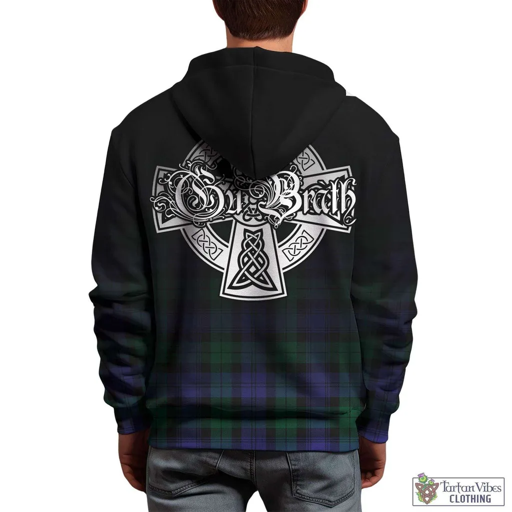 Black Watch Modern Tartan Hoodie Featuring Alba Gu Brath Family Crest Celtic Inspired