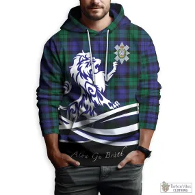 Black Watch Modern Tartan Hoodie with Alba Gu Brath Regal Lion Emblem