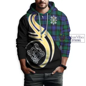 Black Watch Modern Tartan Hoodie with Family Crest and Celtic Symbol Style