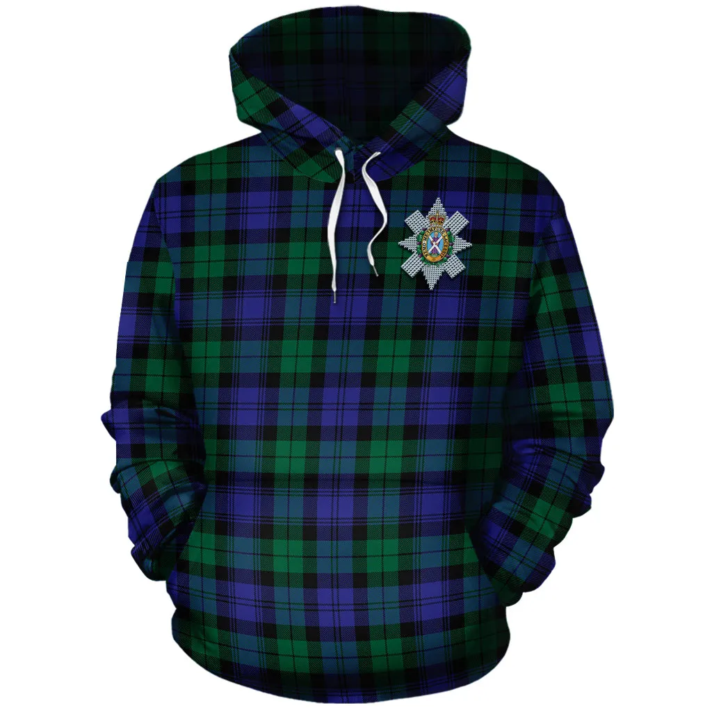 Black Watch Modern Tartan Hoodie with Family Crest