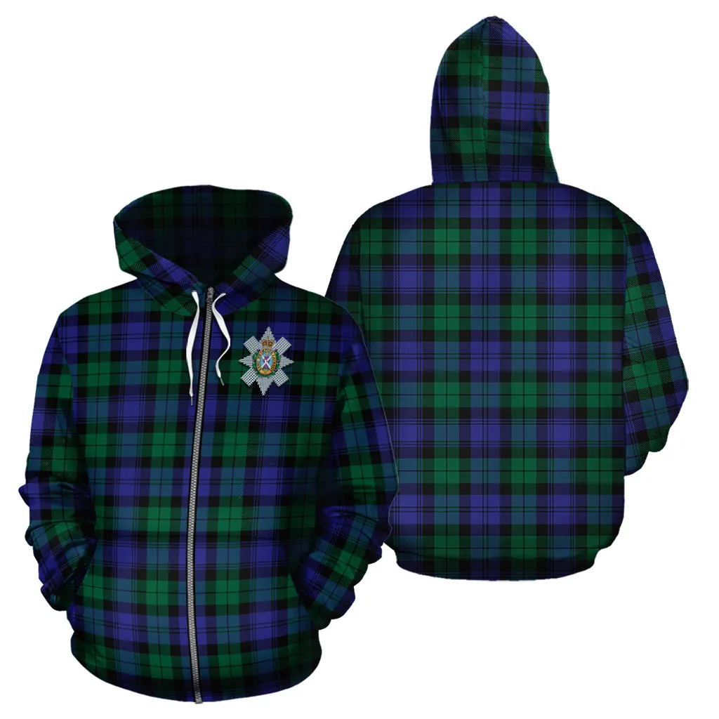 Black Watch Modern Tartan Hoodie with Family Crest