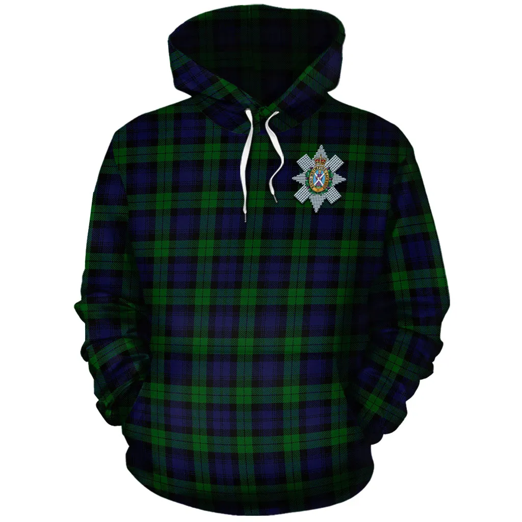 Black Watch Tartan Hoodie with Family Crest