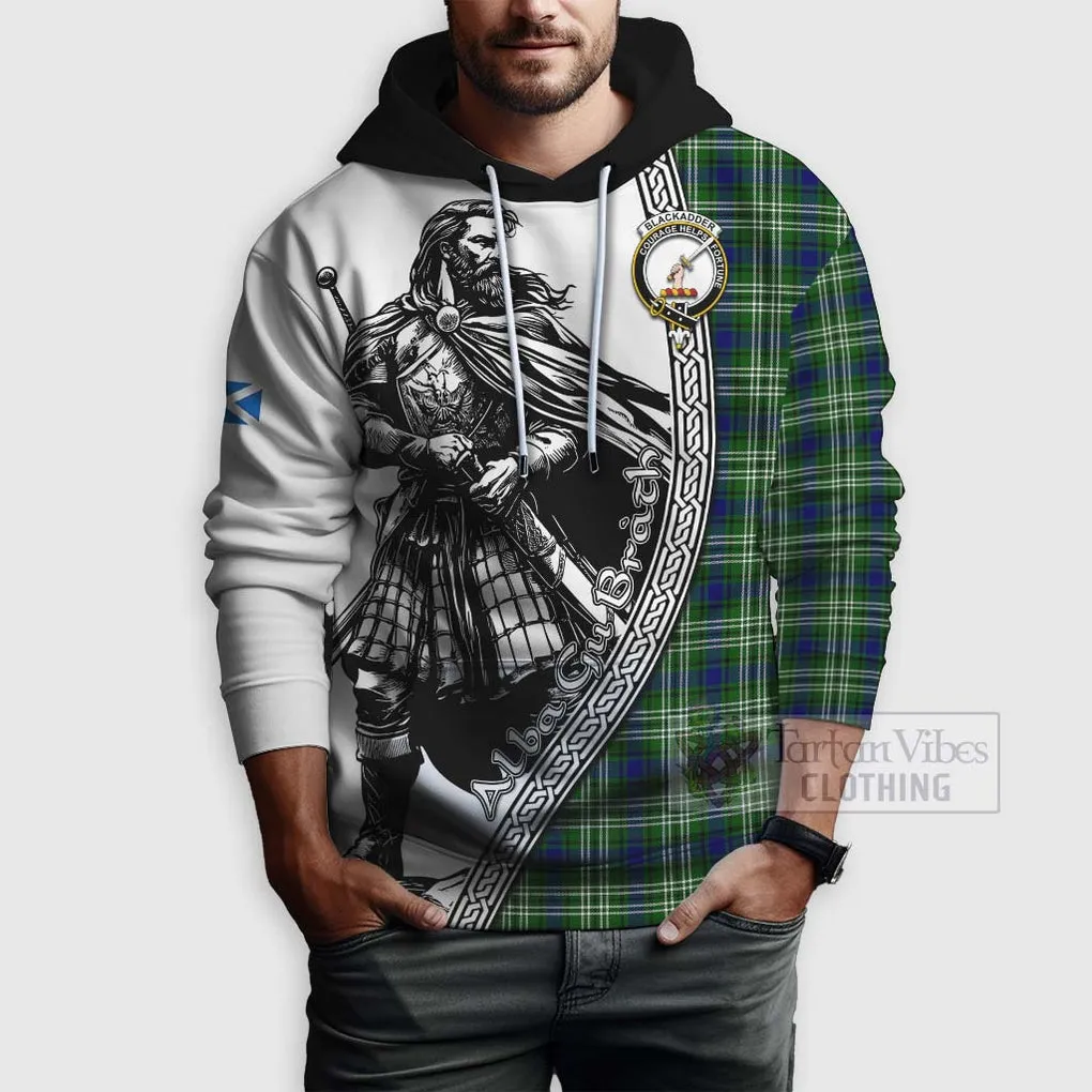 Blackadder Tartan Clan Crest Hoodie with Highlander Warrior Celtic Style