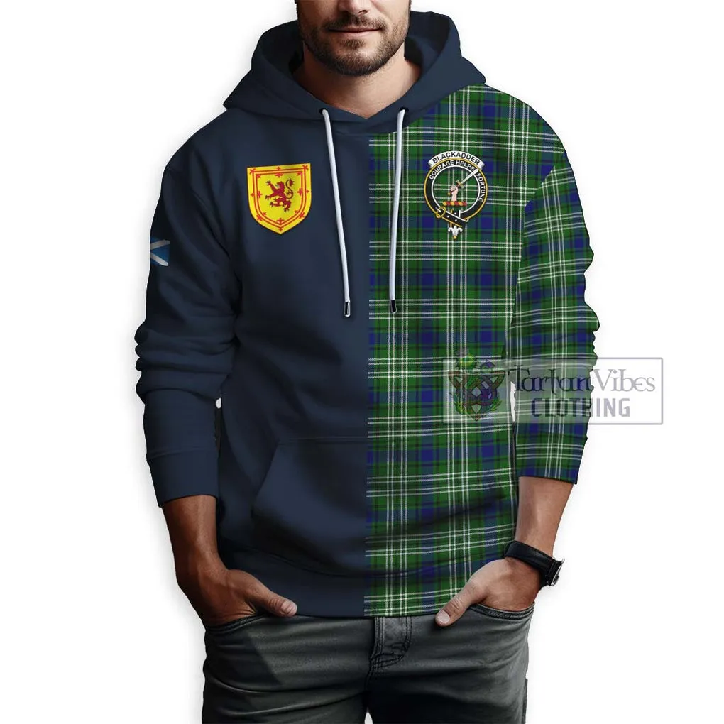 Blackadder Tartan Hoodie Alba with Scottish Lion Royal Arm Half Style