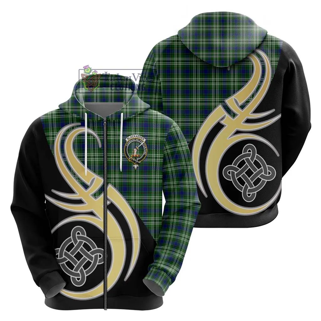 Blackadder Tartan Hoodie with Family Crest and Celtic Symbol Style