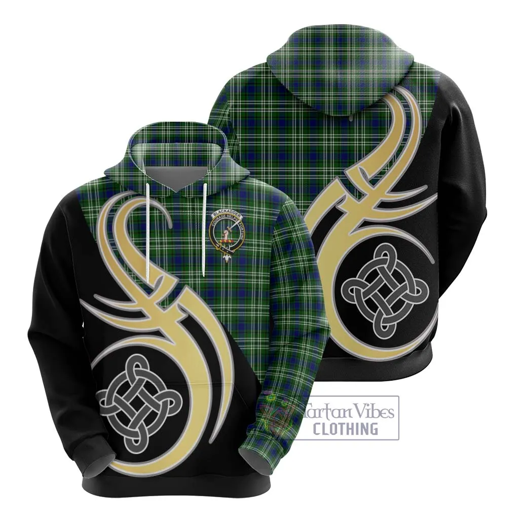 Blackadder Tartan Hoodie with Family Crest and Celtic Symbol Style