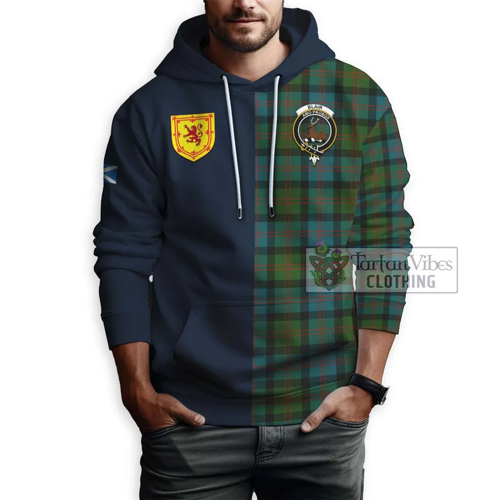 Blair Ancient Tartan Hoodie Alba with Scottish Lion Royal Arm Half Style