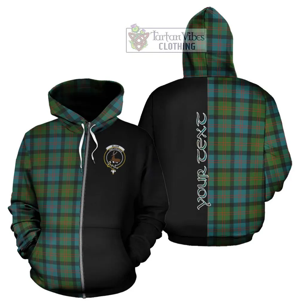 Blair Ancient Tartan Hoodie with Family Crest and Half Of Me Style