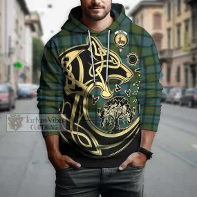 Blair Ancient Tartan Hoodie with Family Crest Celtic Wolf Style