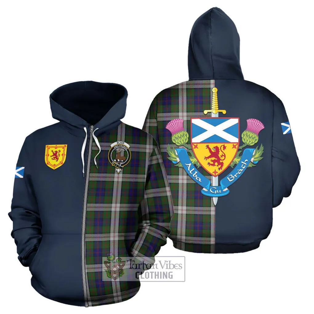 Blair Dress Tartan Hoodie Alba with Scottish Lion Royal Arm Half Style