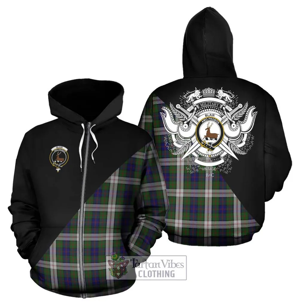 Blair Dress Tartan Hoodie with Family Crest and Military Logo Style