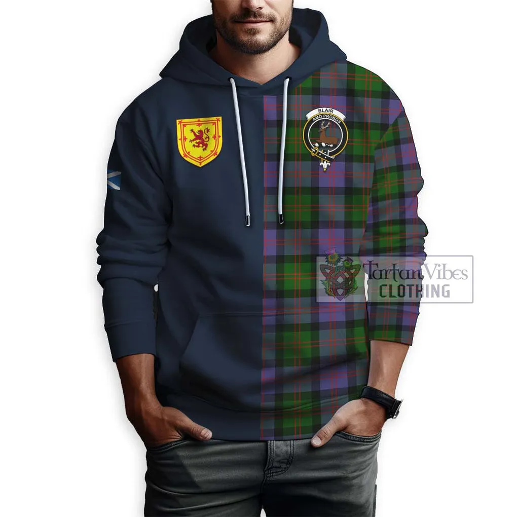 Blair Modern Tartan Hoodie Alba with Scottish Lion Royal Arm Half Style