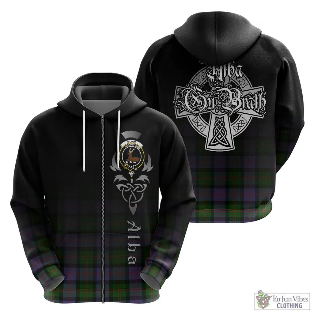 Blair Modern Tartan Hoodie Featuring Alba Gu Brath Family Crest Celtic Inspired