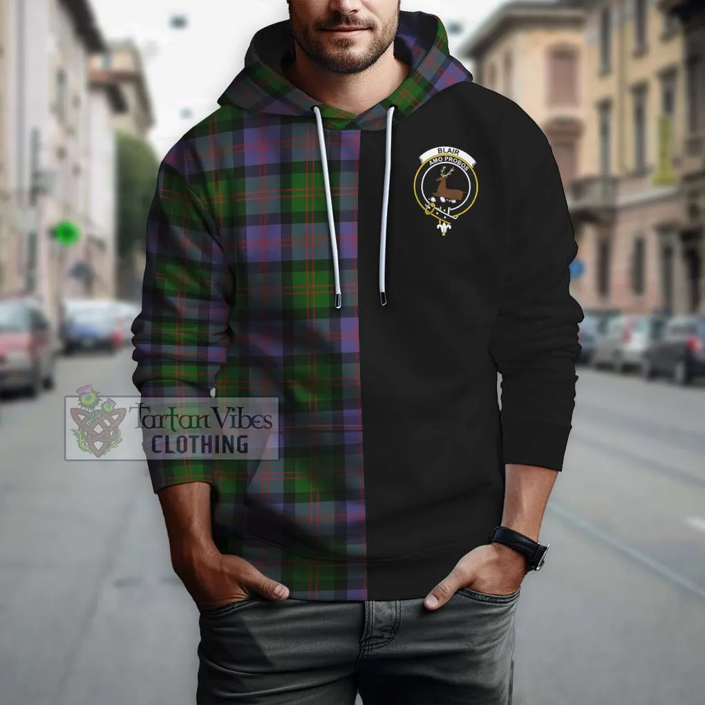 Blair Modern Tartan Hoodie with Family Crest and Half Of Me Style