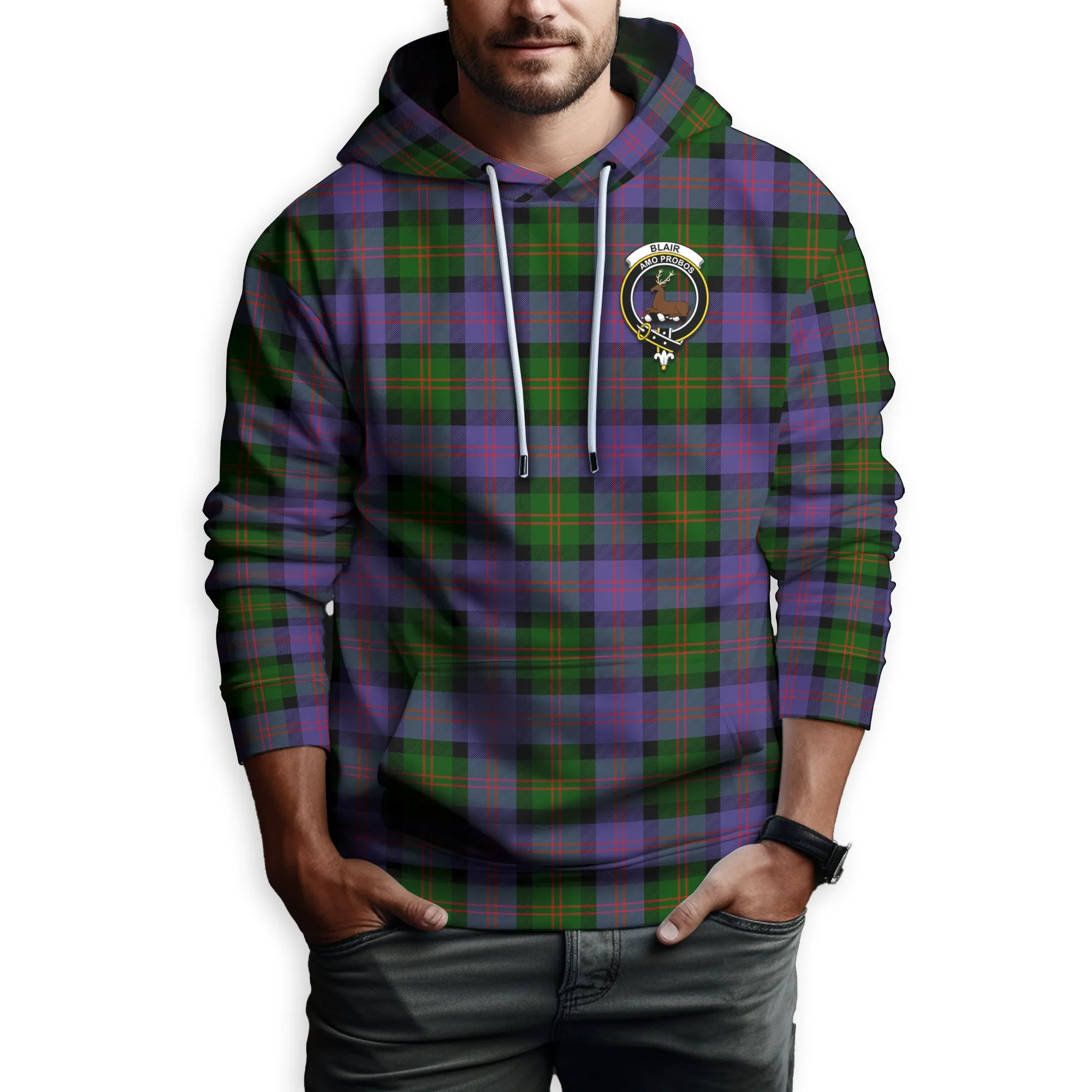 Blair Modern Tartan Hoodie with Family Crest