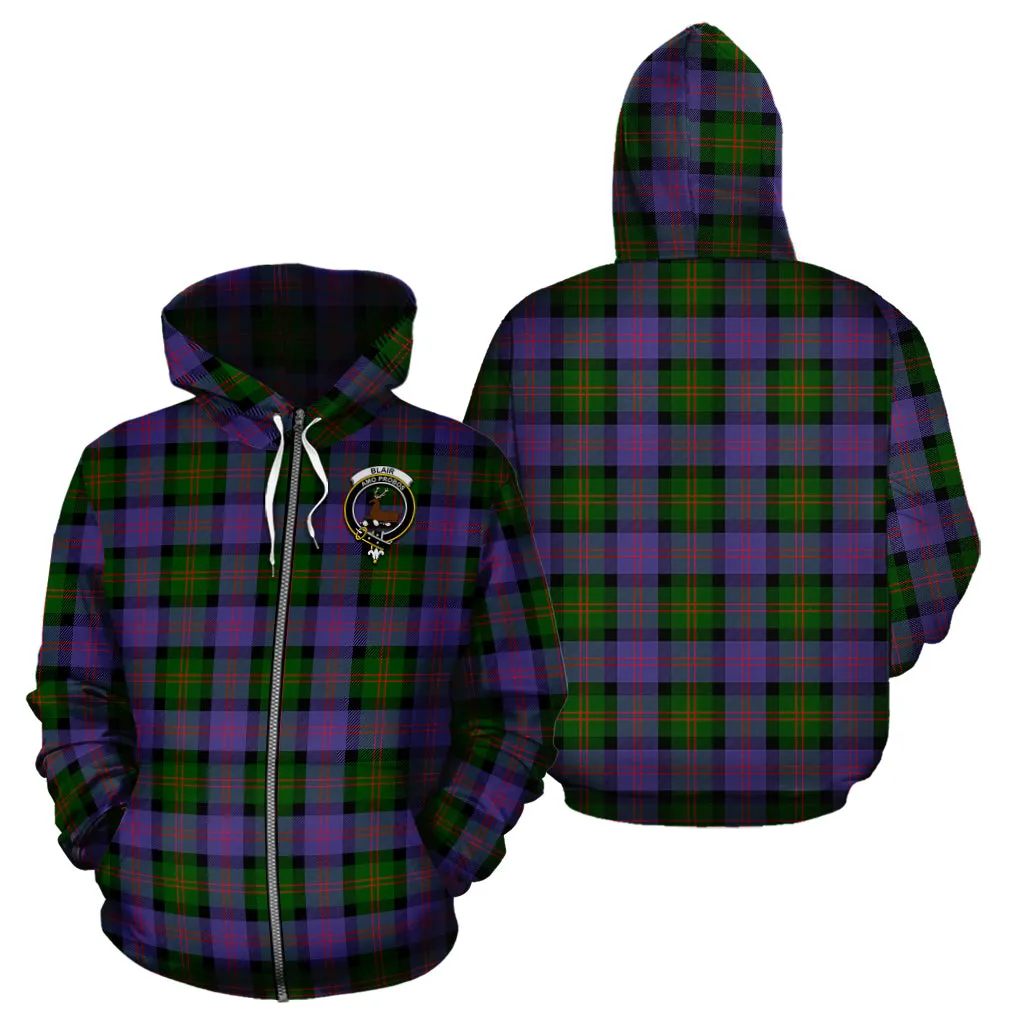 Blair Modern Tartan Hoodie with Family Crest