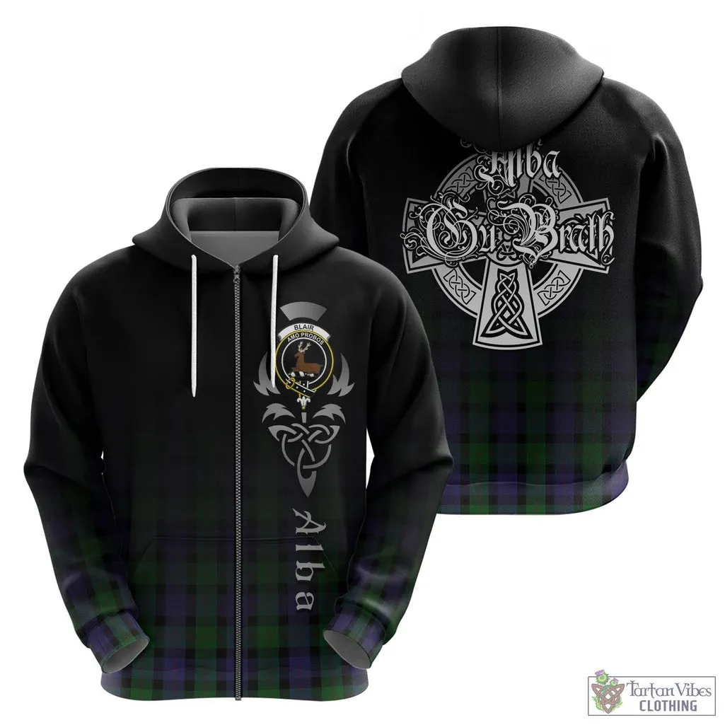 Blair Tartan Hoodie Featuring Alba Gu Brath Family Crest Celtic Inspired