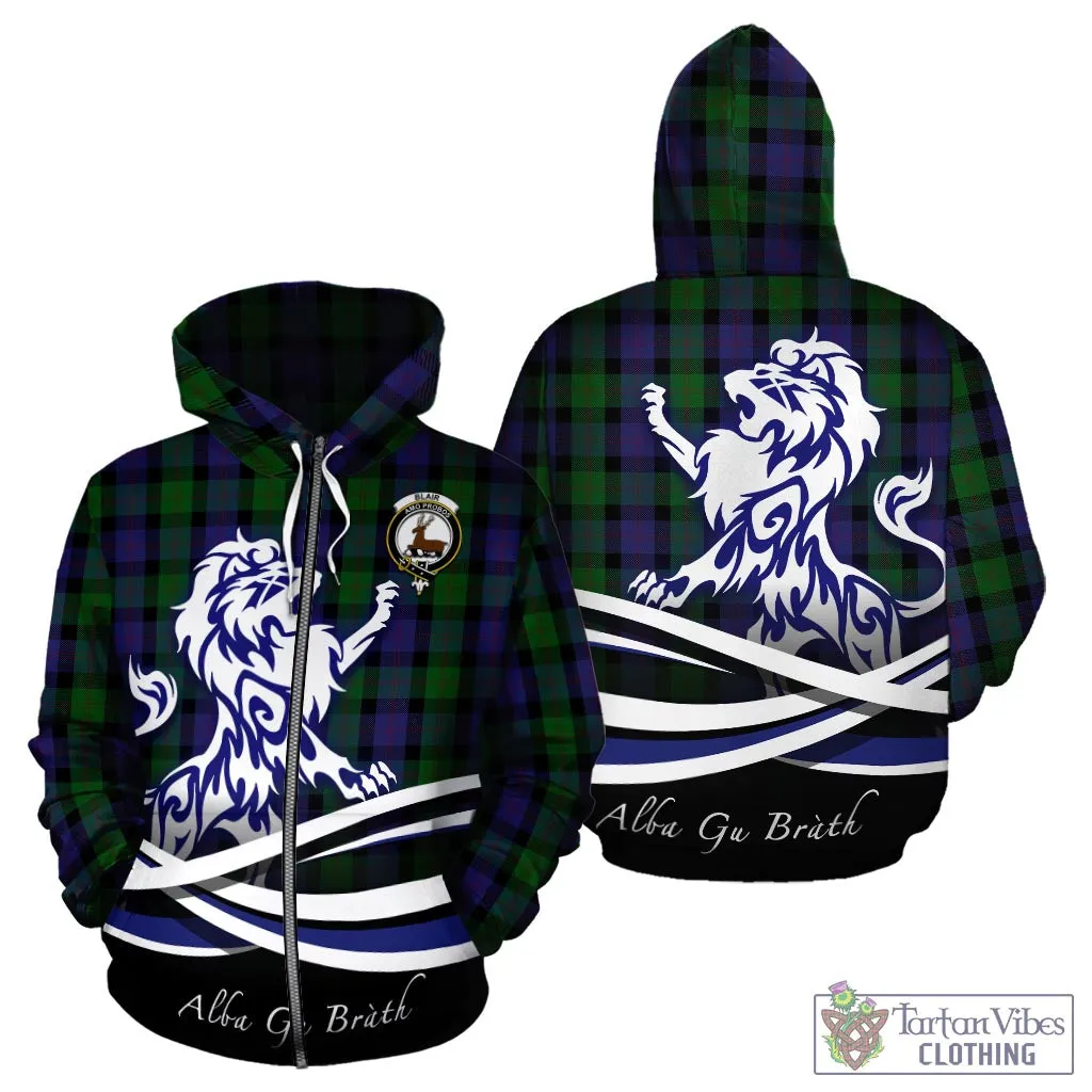 Blair Tartan Hoodie with Alba Gu Brath Regal Lion Emblem