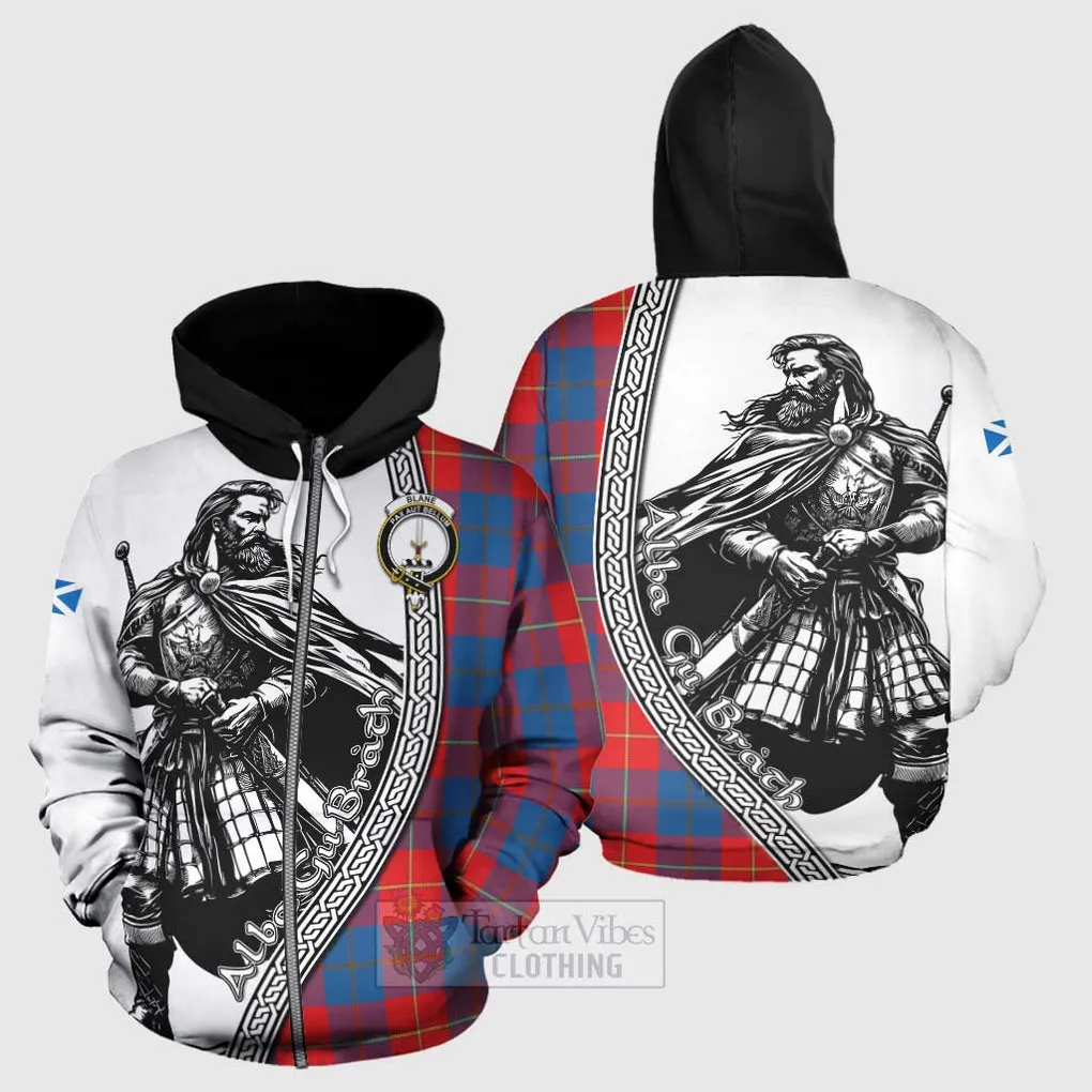 Blane Tartan Clan Crest Hoodie with Highlander Warrior Celtic Style