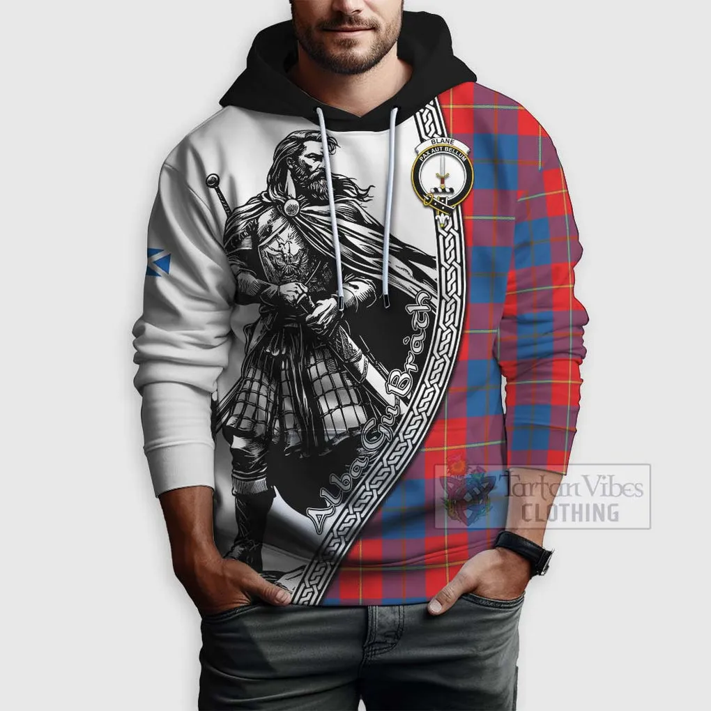 Blane Tartan Clan Crest Hoodie with Highlander Warrior Celtic Style