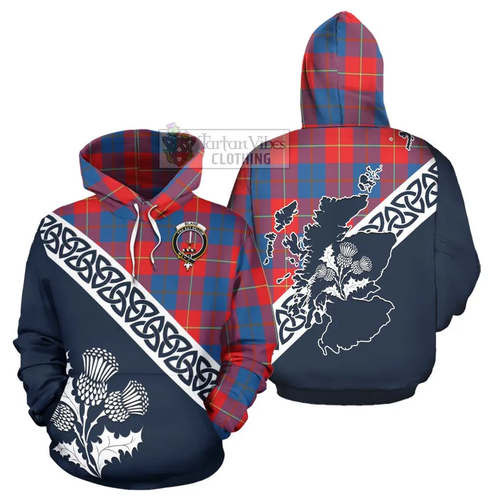 Blane Tartan Hoodie Featuring Thistle and Scotland Map