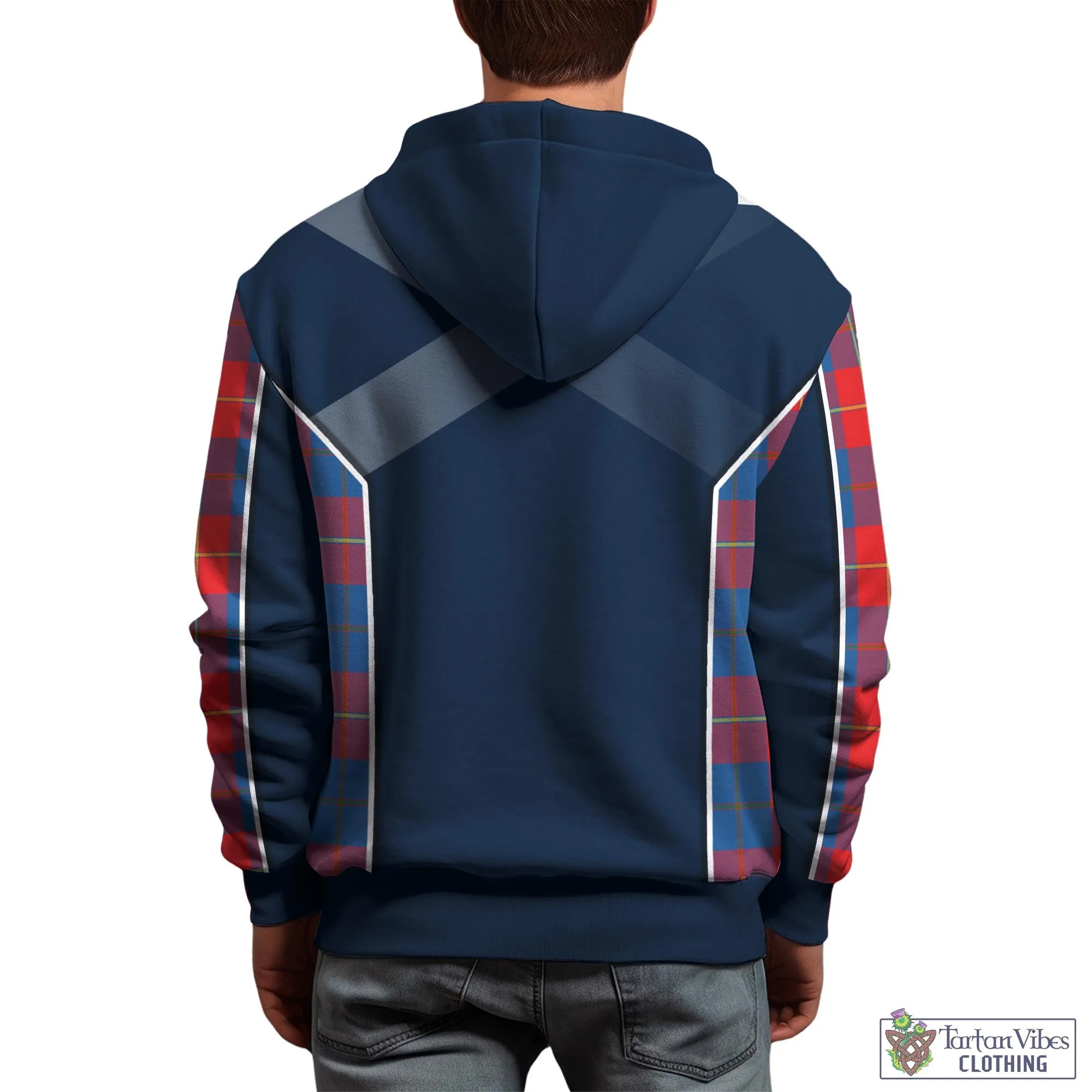 Blane Tartan Hoodie with Family Crest and Lion Rampant Vibes Sport Style