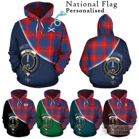 Blane Tartan Hoodie with Personalised National Flag and Family Crest Half Style