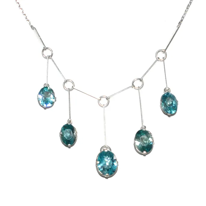 Blue Zircon Fringe Necklace