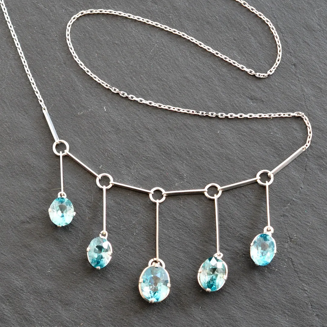 Blue Zircon Fringe Necklace