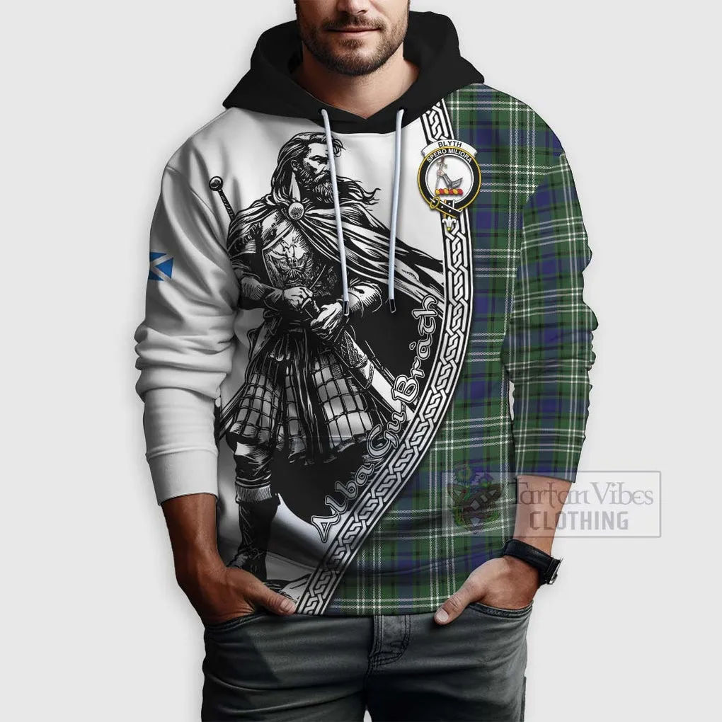 Blyth Tartan Clan Crest Hoodie with Highlander Warrior Celtic Style