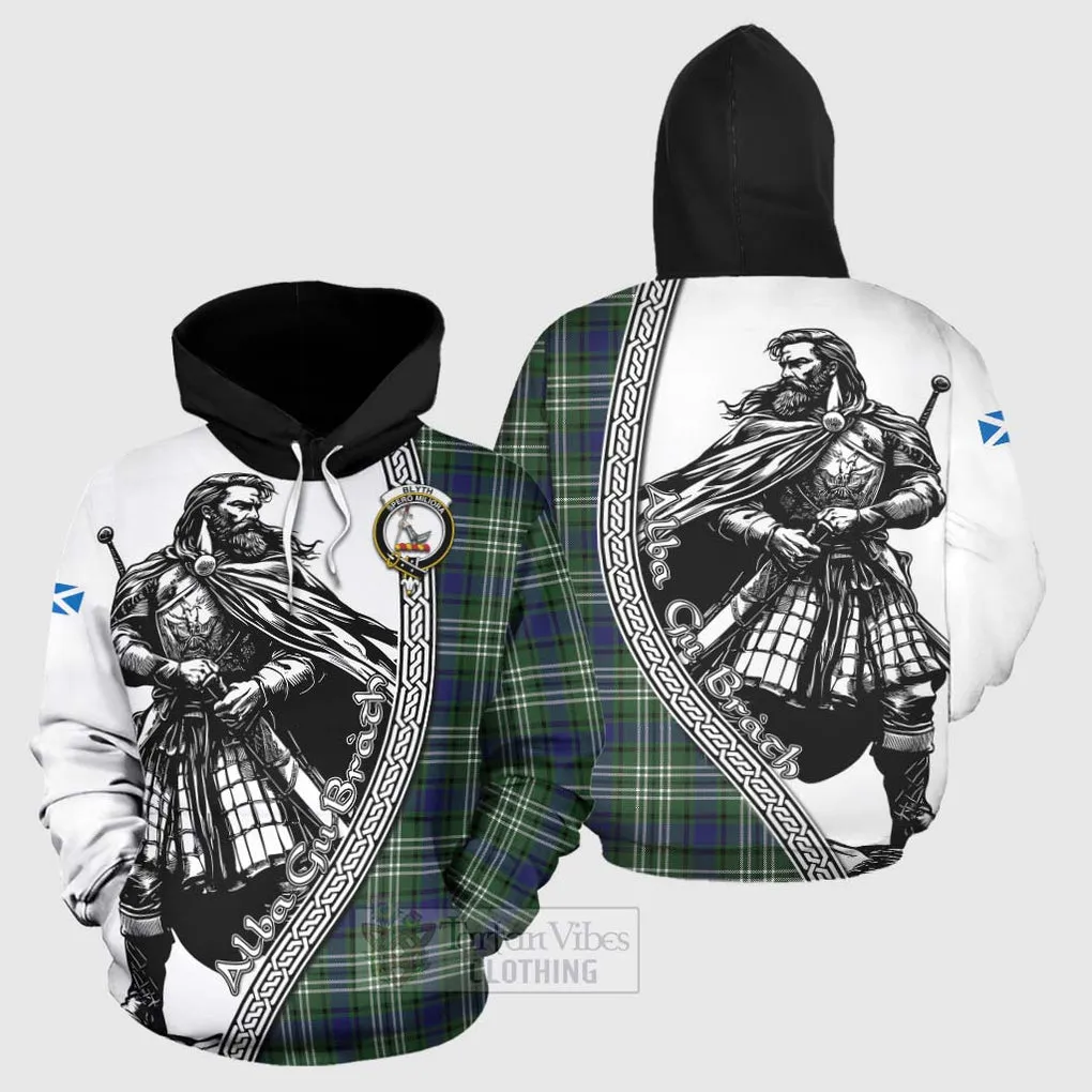 Blyth Tartan Clan Crest Hoodie with Highlander Warrior Celtic Style