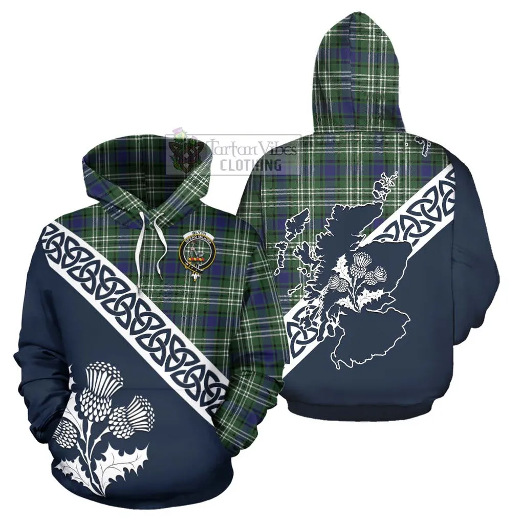 Blyth Tartan Hoodie Featuring Thistle and Scotland Map