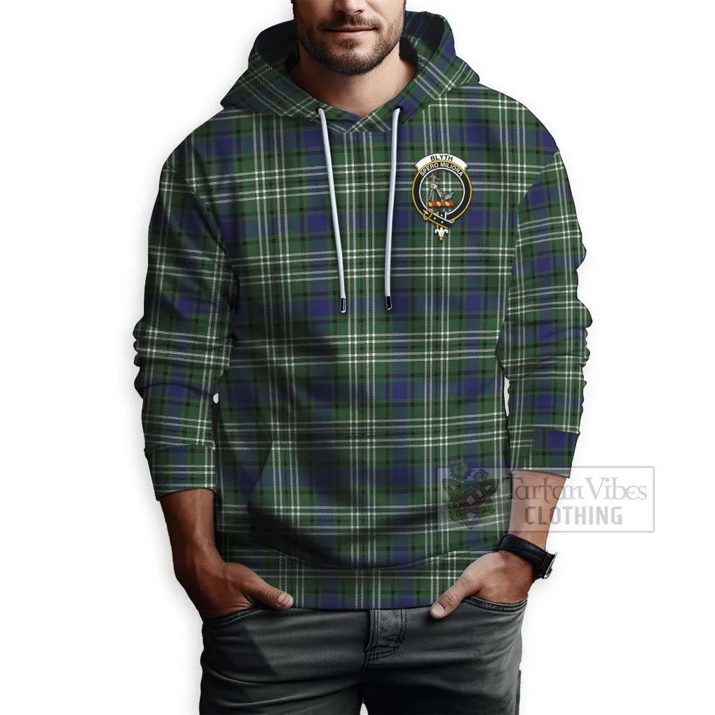 Blyth Tartan Hoodie with Family Crest and Bearded Skull Holding Bottles of Whiskey