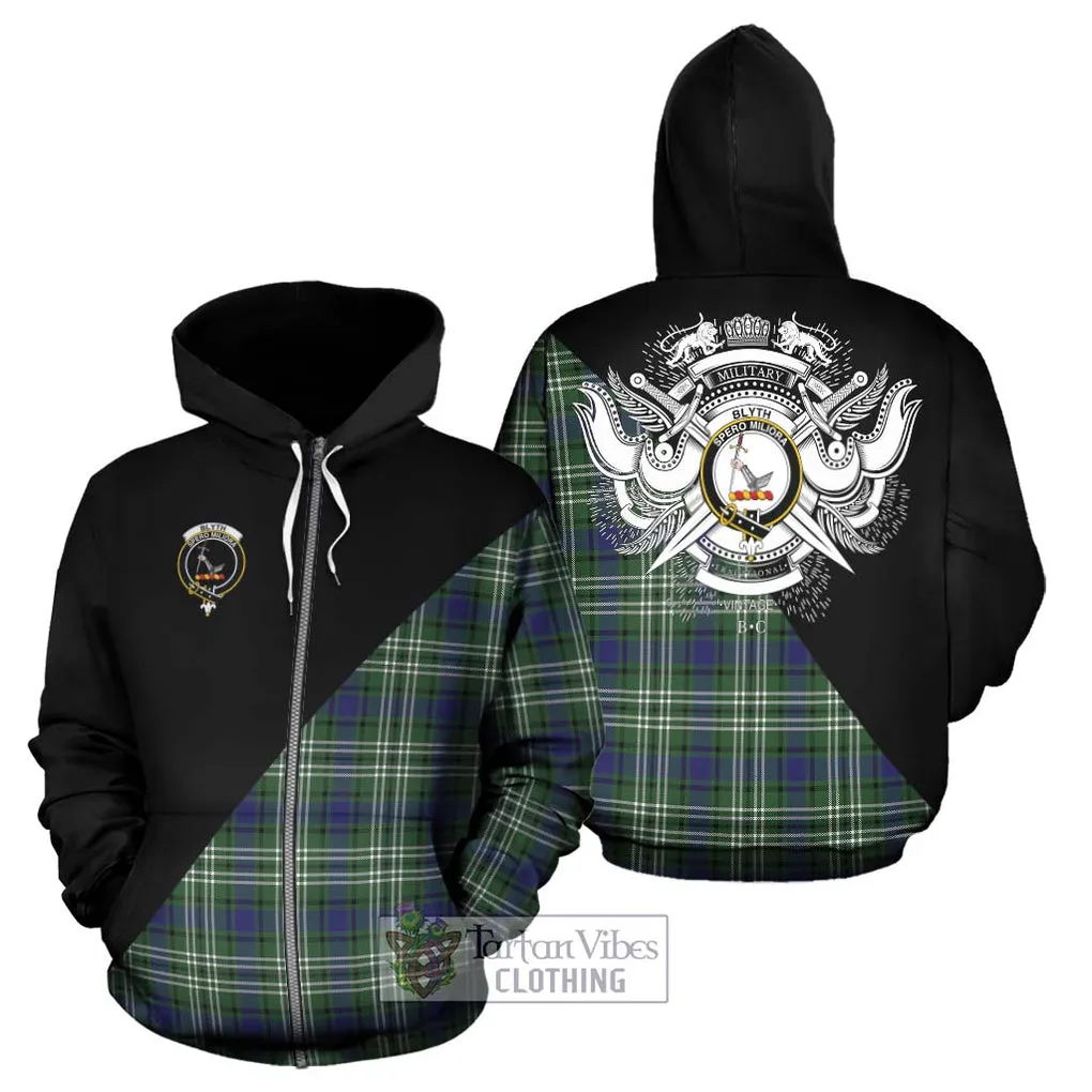 Blyth Tartan Hoodie with Family Crest and Military Logo Style