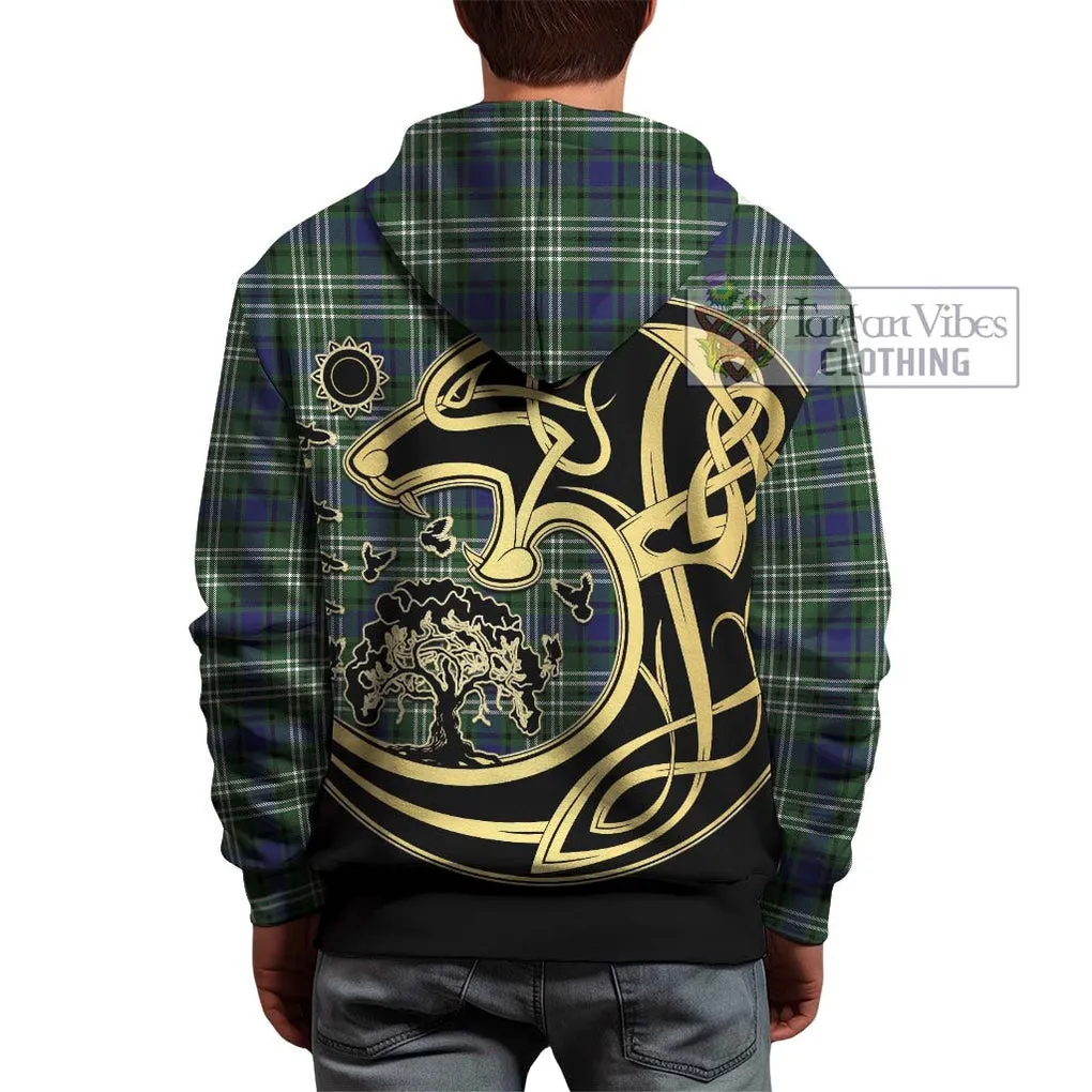 Blyth Tartan Hoodie with Family Crest Celtic Wolf Style