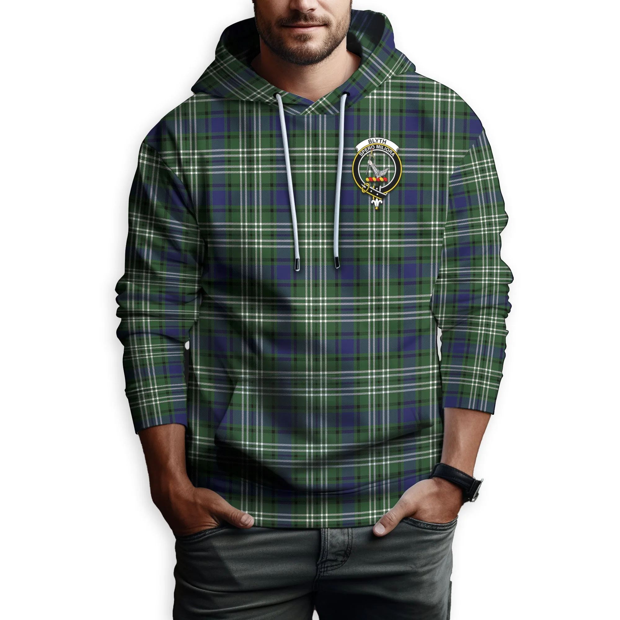 Blyth Tartan Hoodie with Family Crest