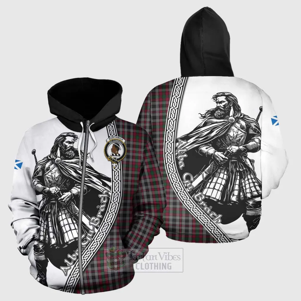 Borthwick Tartan Clan Crest Hoodie with Highlander Warrior Celtic Style