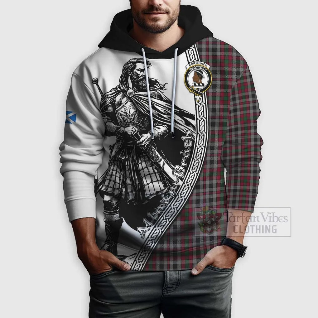 Borthwick Tartan Clan Crest Hoodie with Highlander Warrior Celtic Style