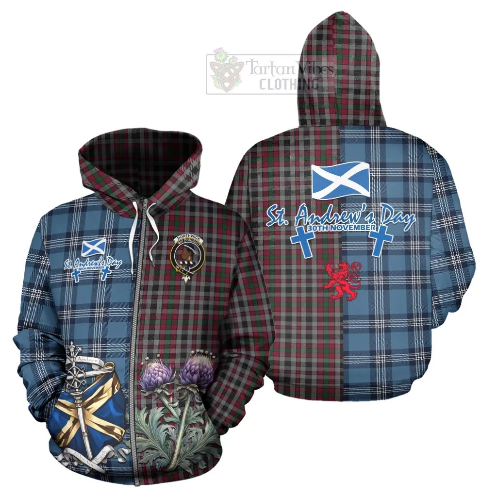 Borthwick Tartan Hoodie Happy St. Andrew's Day Half Tartan Style