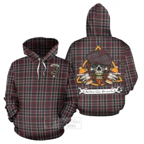 Borthwick Tartan Hoodie with Family Crest and Bearded Skull Holding Bottles of Whiskey