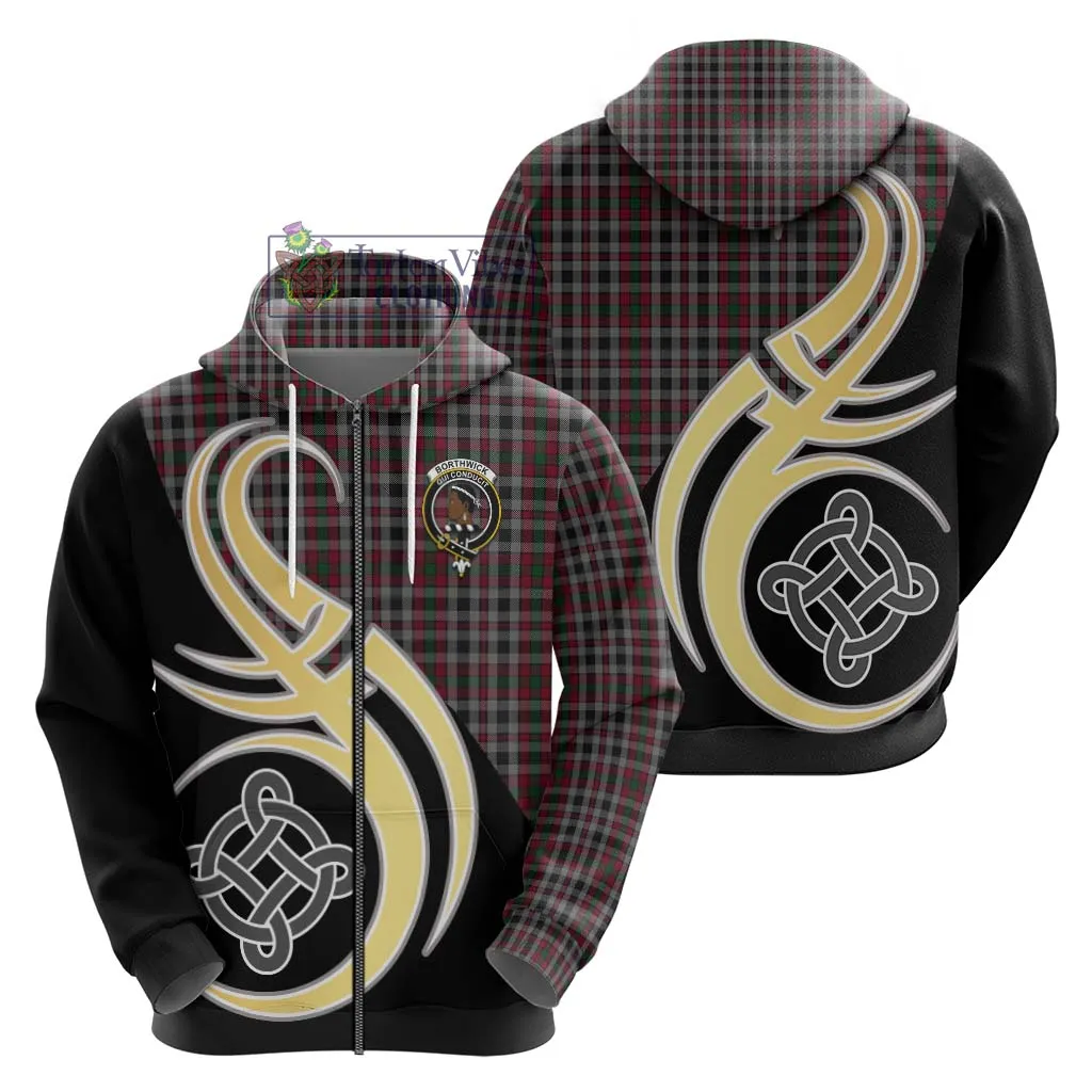 Borthwick Tartan Hoodie with Family Crest and Celtic Symbol Style