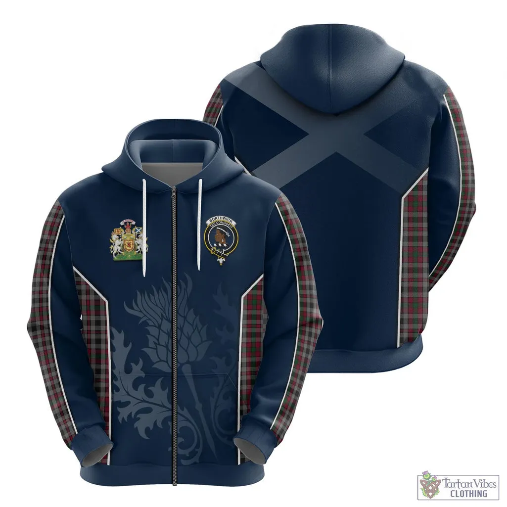 Borthwick Tartan Hoodie with Family Crest and Scottish Thistle Vibes Sport Style