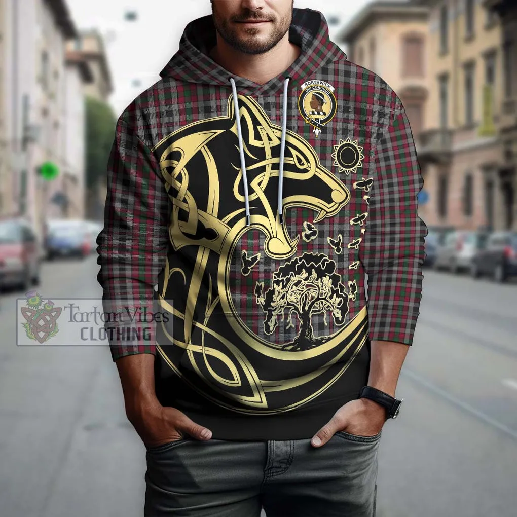 Borthwick Tartan Hoodie with Family Crest Celtic Wolf Style