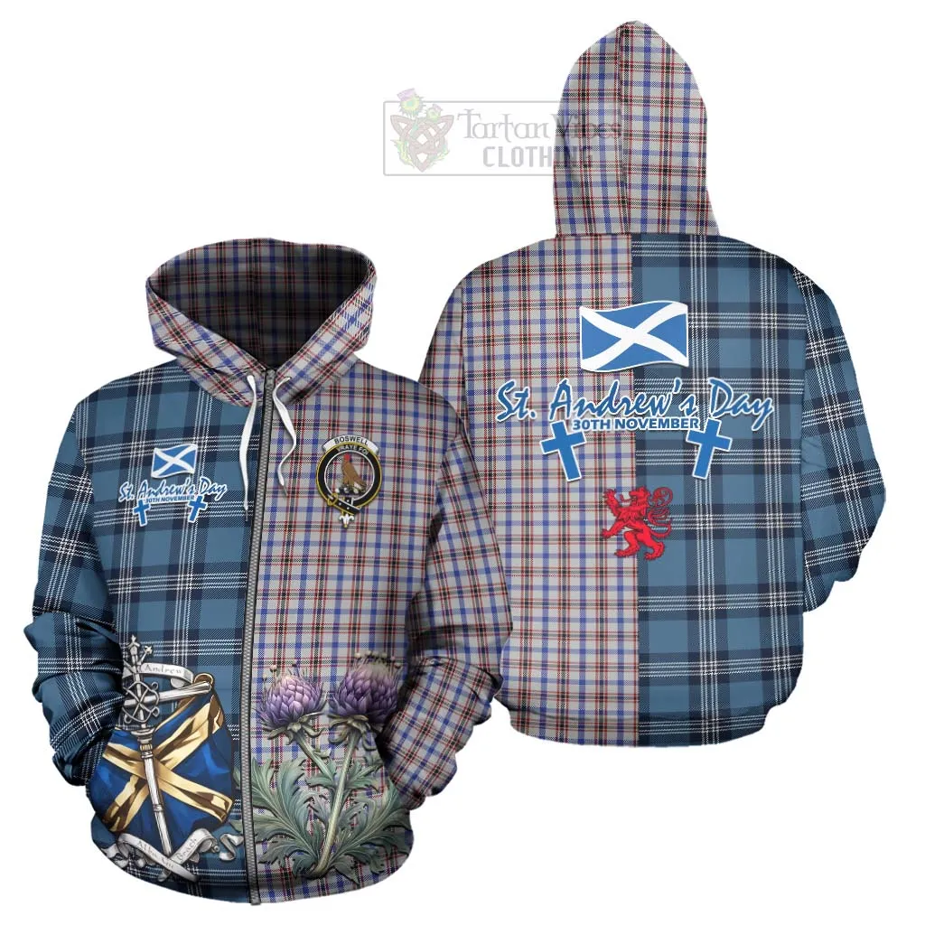 Boswell Tartan Hoodie Happy St. Andrew's Day Half Tartan Style