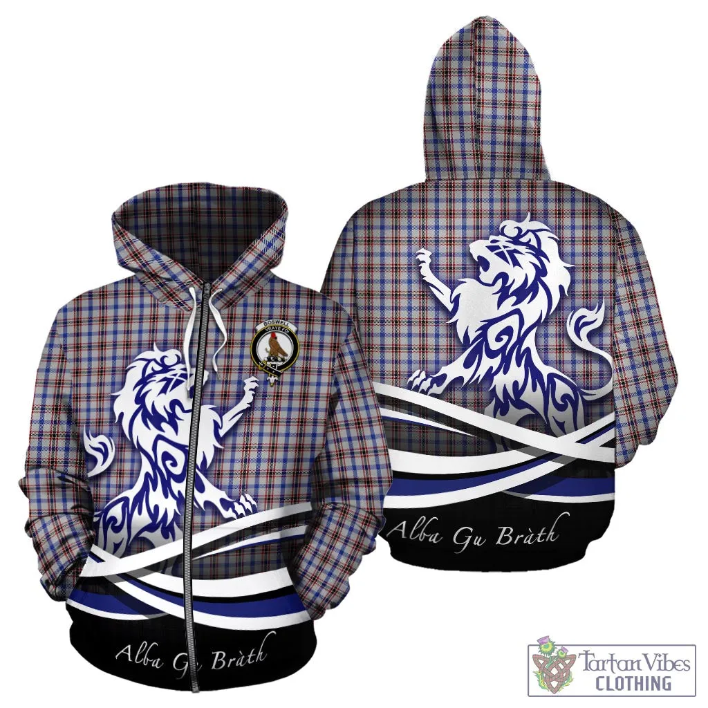 Boswell Tartan Hoodie with Alba Gu Brath Regal Lion Emblem