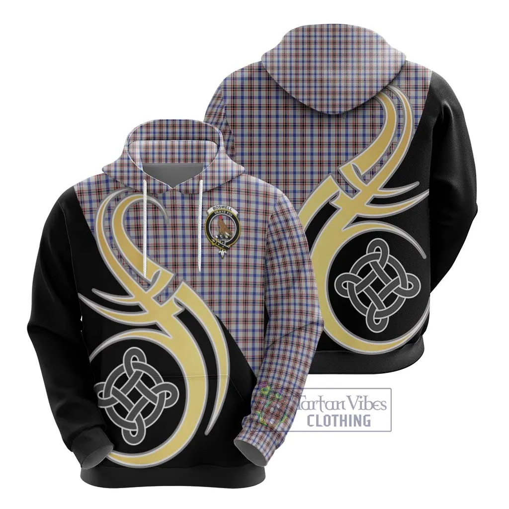 Boswell Tartan Hoodie with Family Crest and Celtic Symbol Style