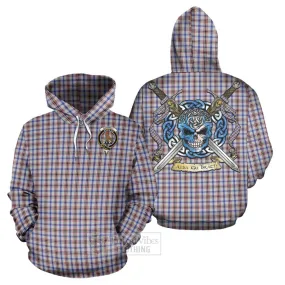 Boswell Tartan Hoodie with Family Crest Celtic Skull Style