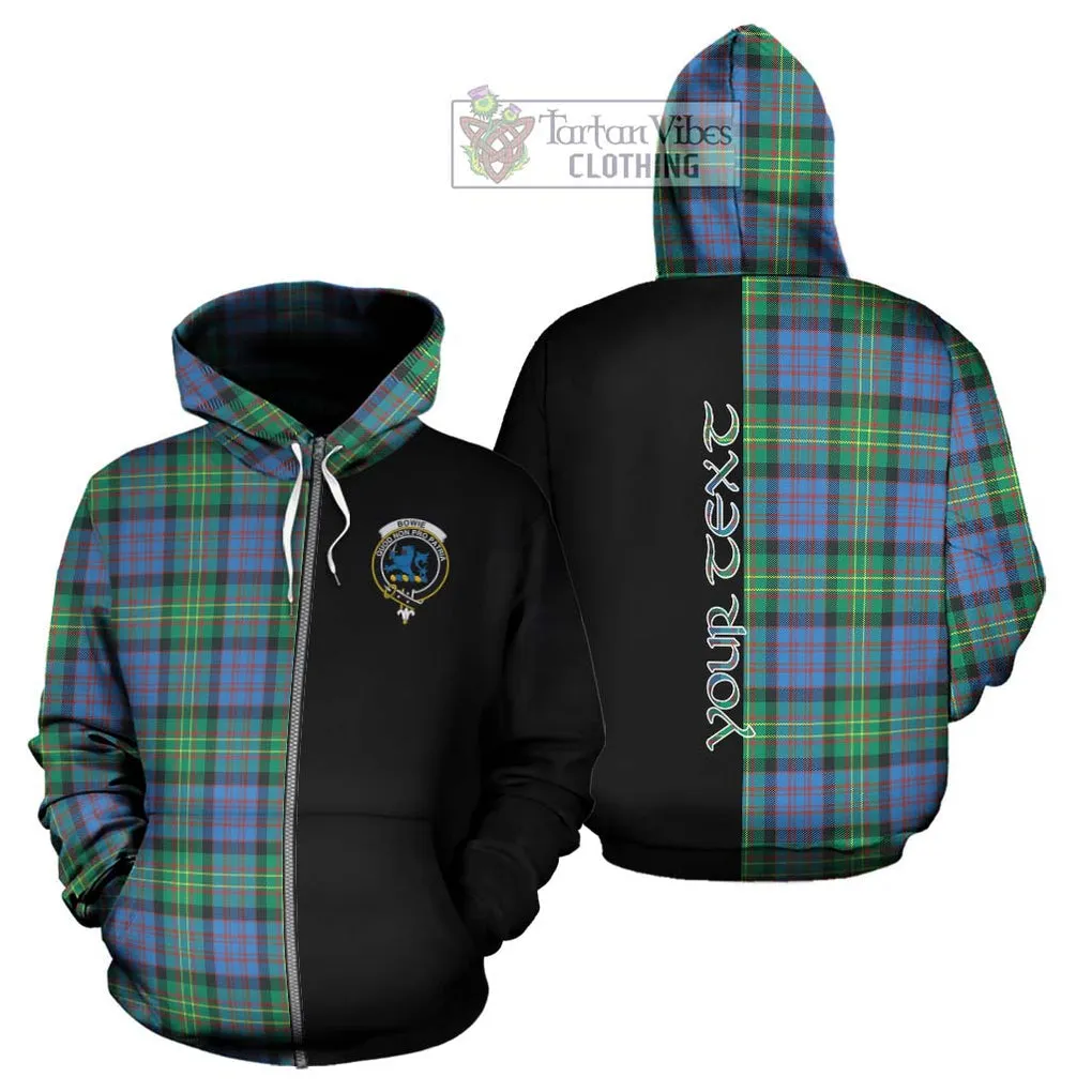 Bowie Ancient Tartan Hoodie with Family Crest and Half Of Me Style