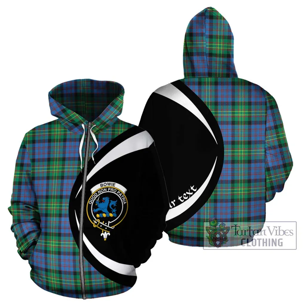 Bowie Ancient Tartan Hoodie with Family Crest Circle Style